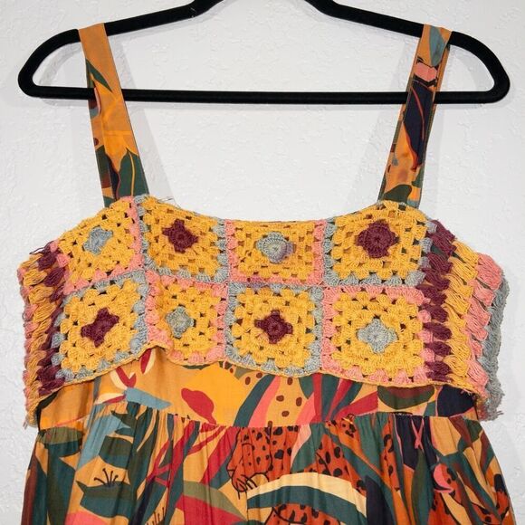 Farm‎ Rio x Anthropologie Orange Crochet Maxi Dress Size Small - Picture 3 of 13